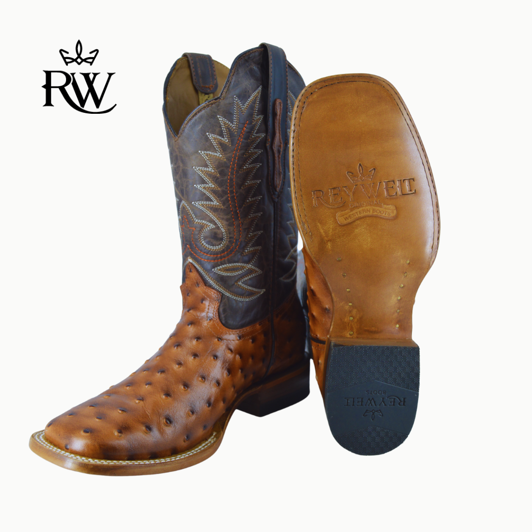 Bota de Rodeo Avestruz Africana Shedron/Imitación