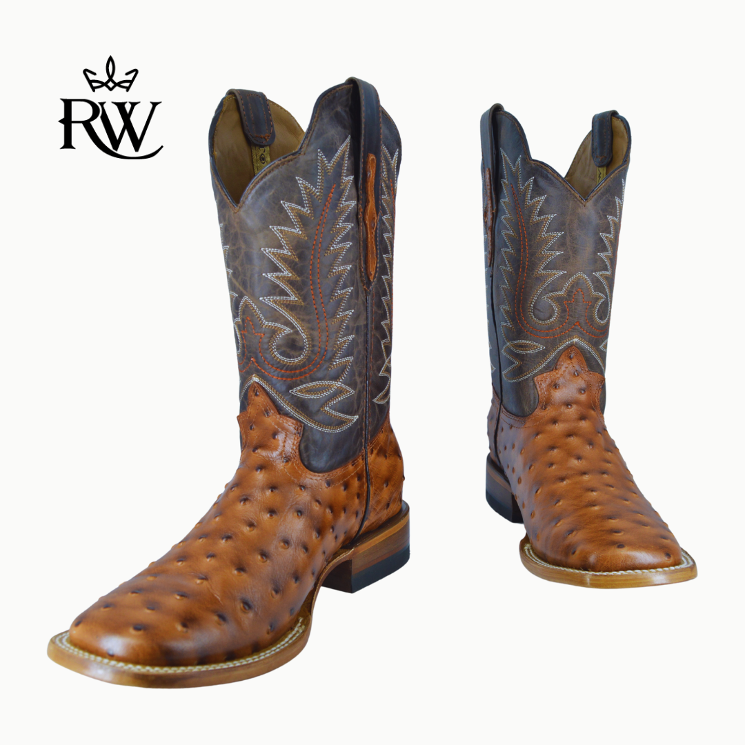 Bota de Rodeo Avestruz Africana Shedron/Imitación