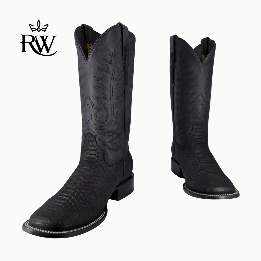 Bota de Rodeo Pithon Negro Mate/Imitación