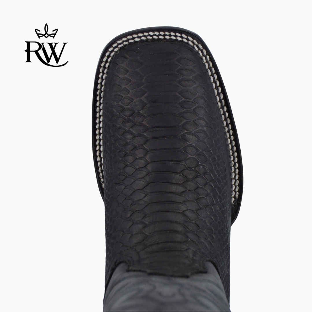 Bota de Rodeo Pithon Negro Mate/Imitación