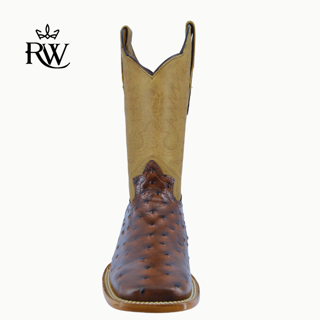 Bota de Rodeo Avestruz Africana Café/Imitación