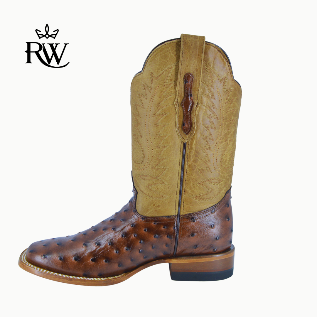 Bota de Rodeo Avestruz Africana Café/Imitación