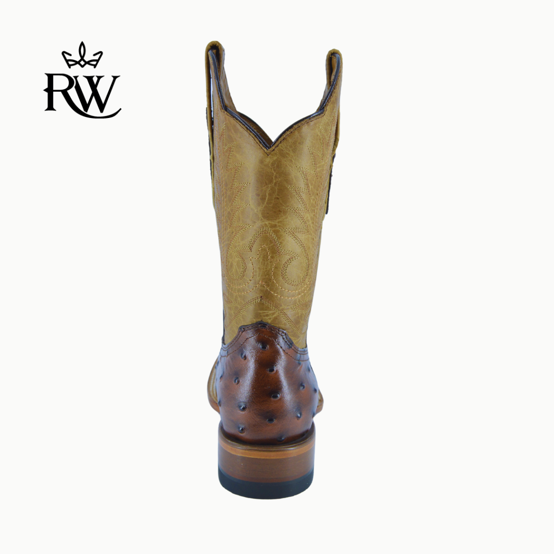 Bota de Rodeo Avestruz Africana Café/Imitación
