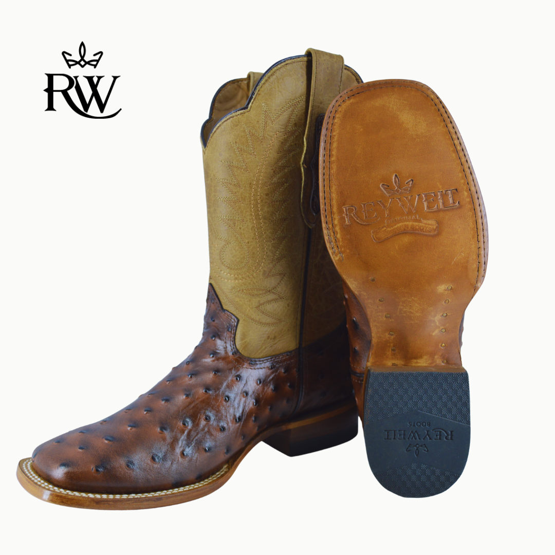 Bota de Rodeo Avestruz Africana Café/Imitación