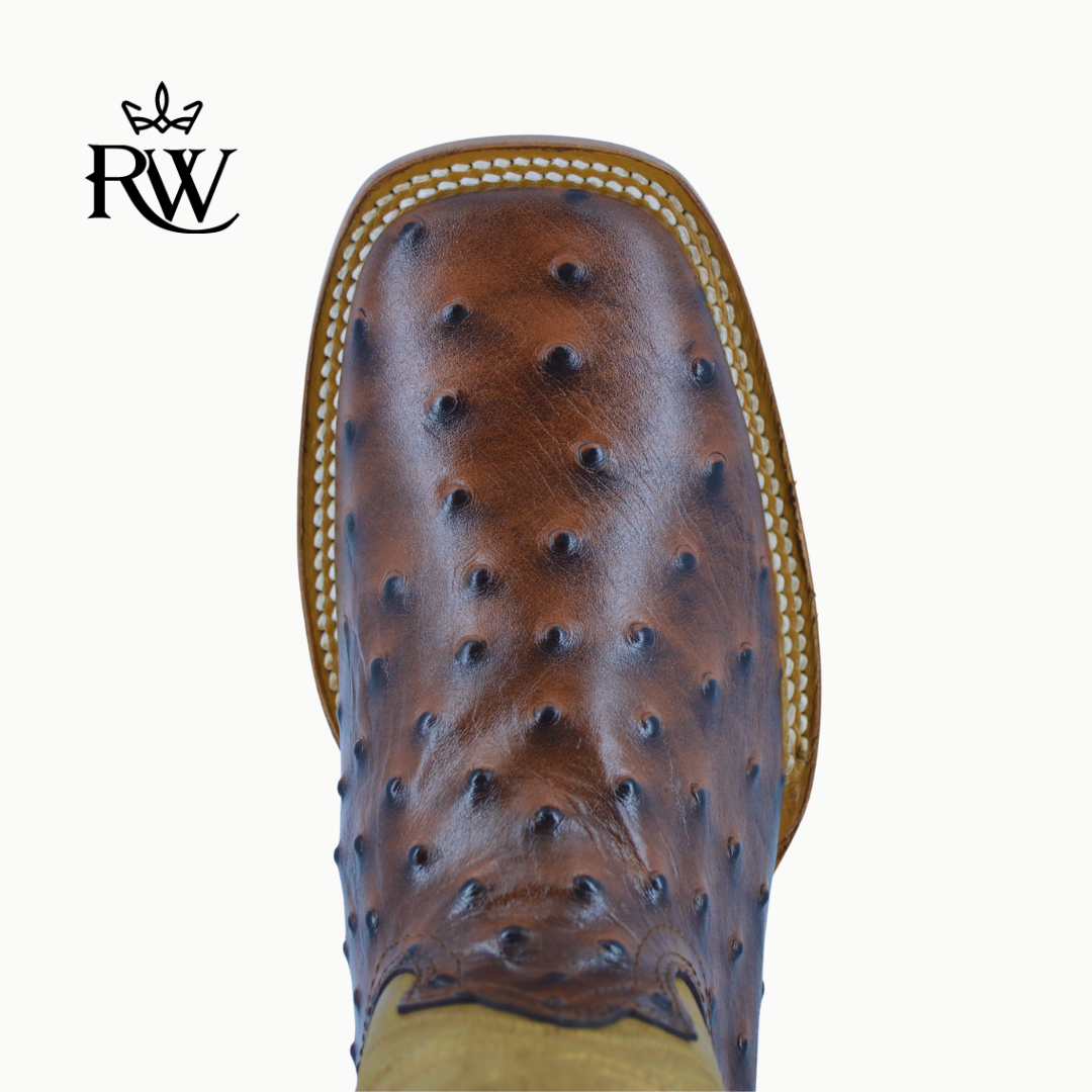 Bota de Rodeo Avestruz Africana Café/Imitación