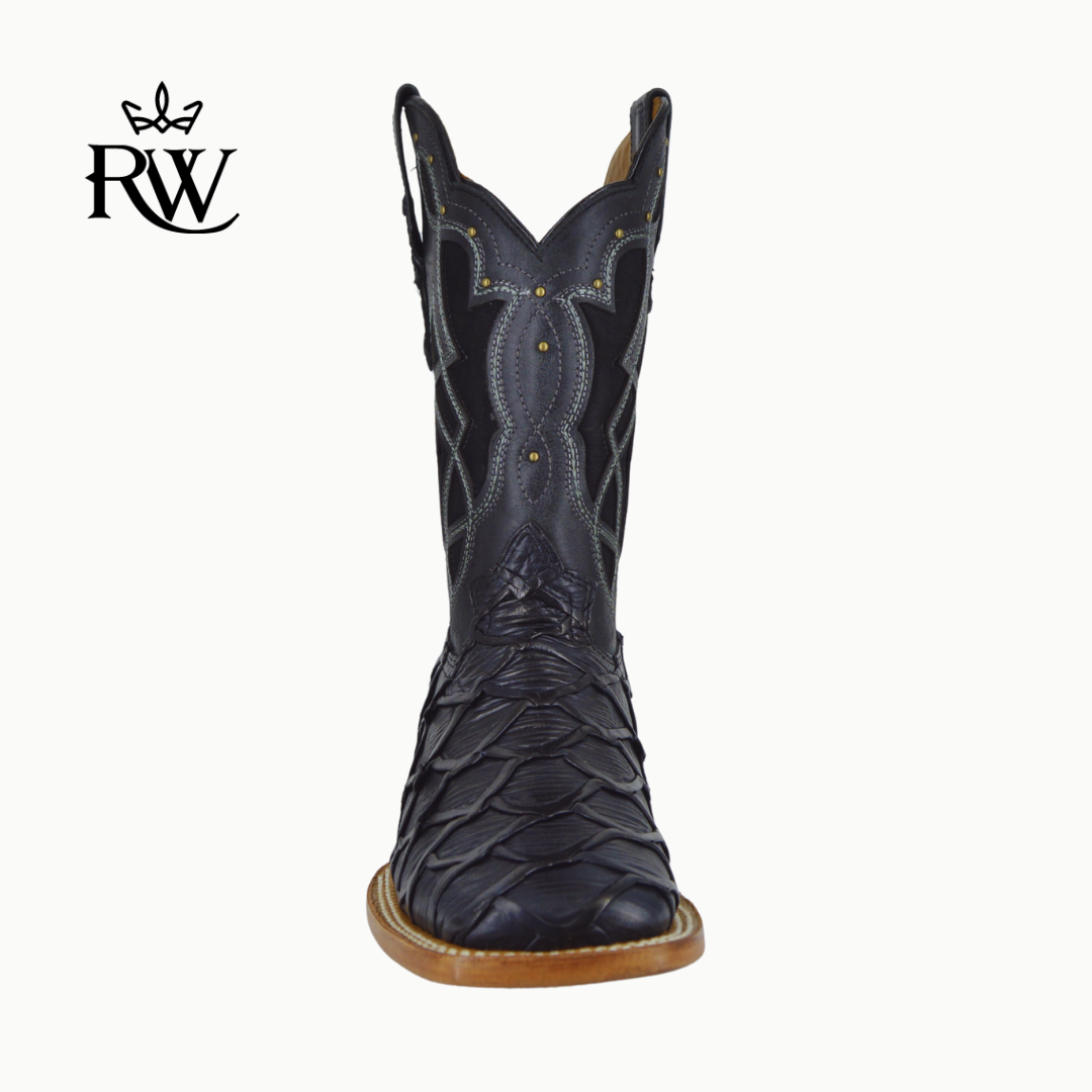 Bota de Rodeo Pescado Mar y Tierra Negro/Imitación