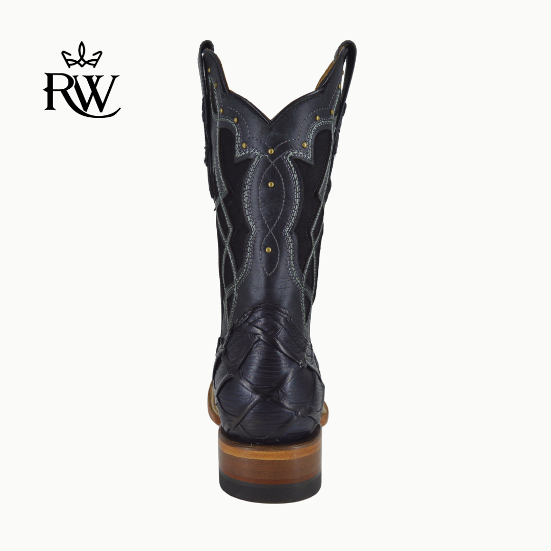 Bota de Rodeo Pescado Mar y Tierra Negro/Imitación