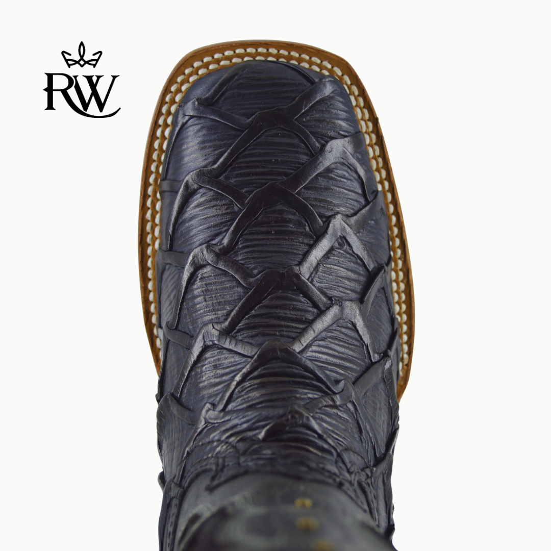 Bota de Rodeo Pescado Mar y Tierra Negro/Imitación