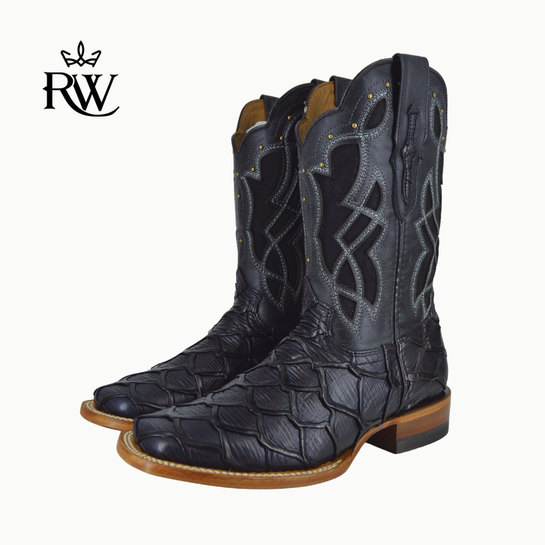 Bota de Rodeo Pescado Mar y Tierra Negro/Imitación