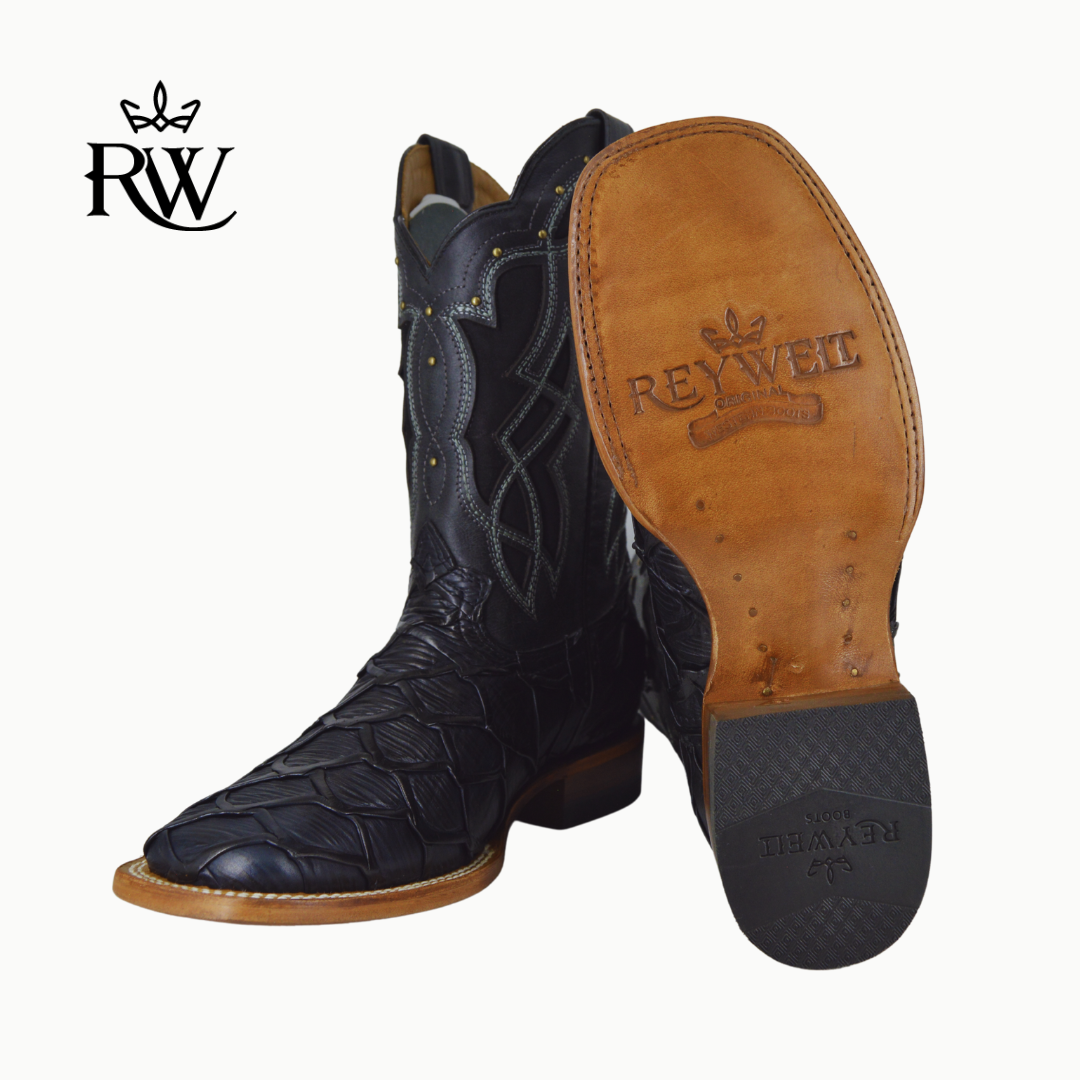 Bota de Rodeo Pescado Mar y Tierra Negro/Imitación