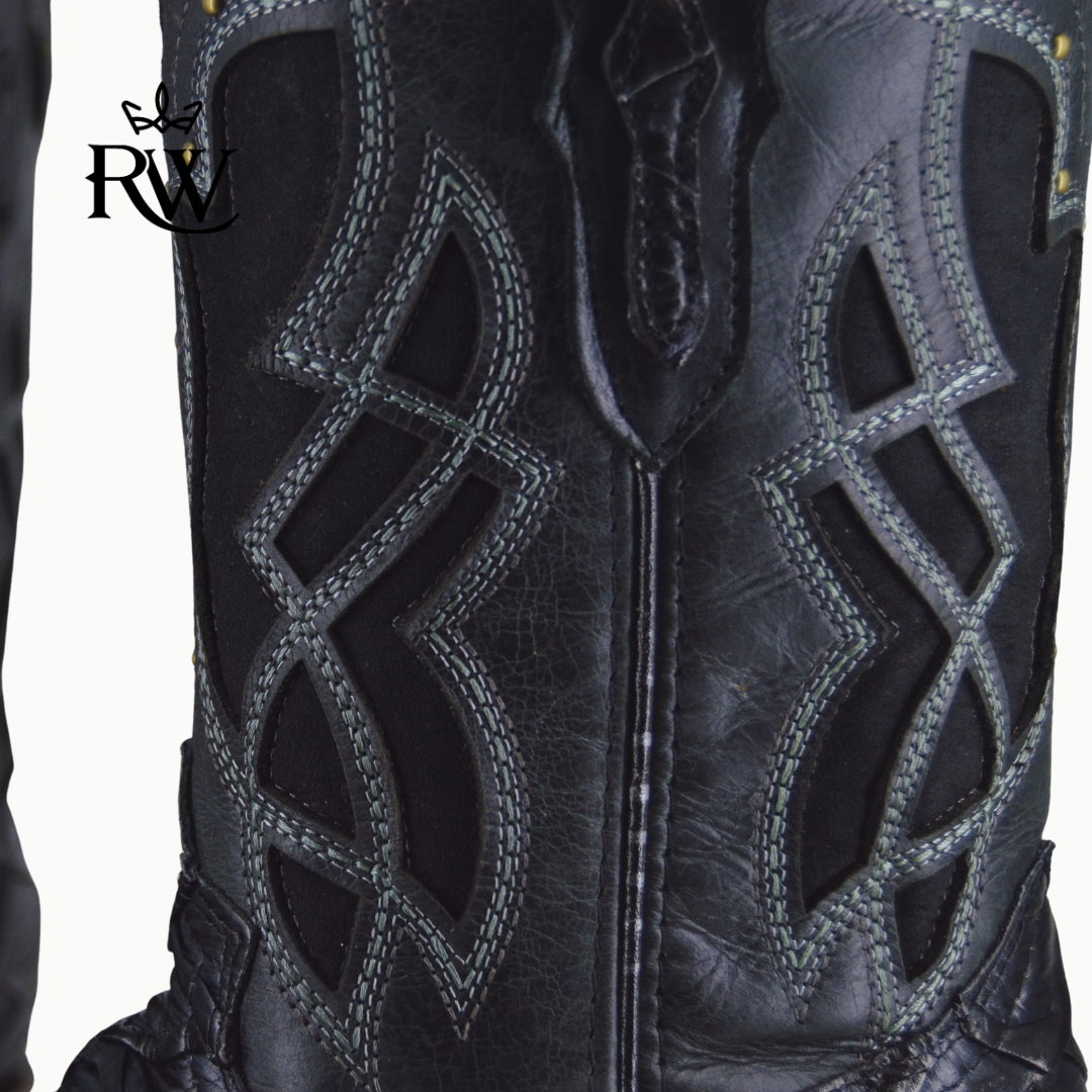 Bota de Rodeo Pescado Mar y Tierra Negro/Imitación