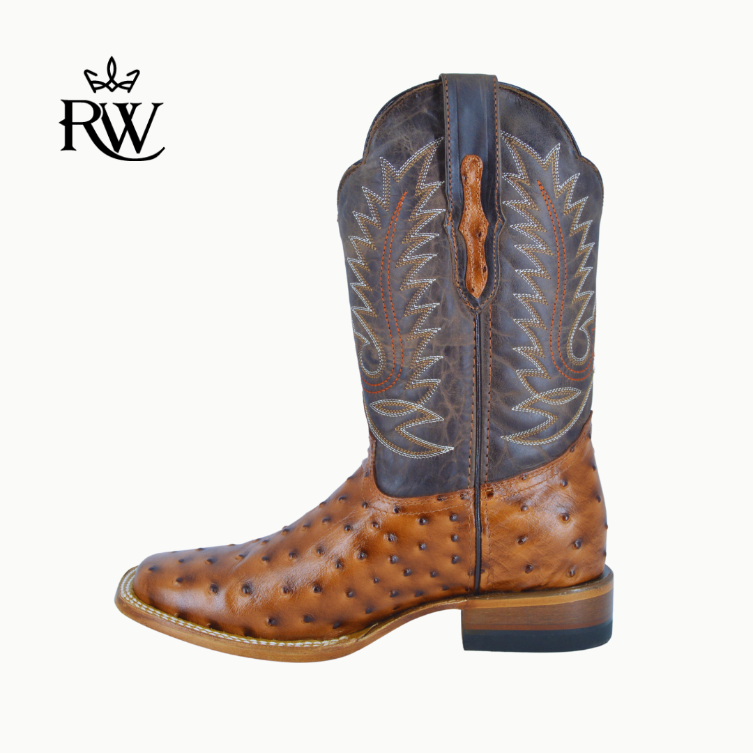Bota de Rodeo Avestruz Africana Shedron/Imitación
