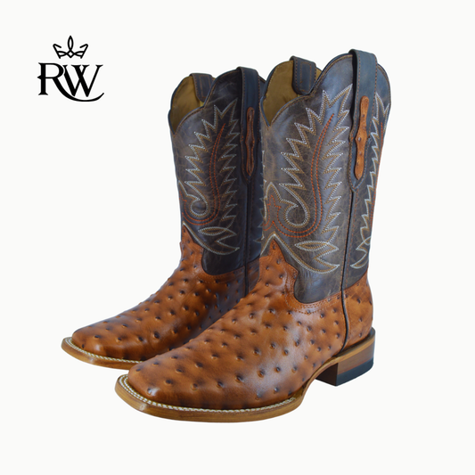 Bota de Rodeo Avestruz Africana Shedron/Imitación