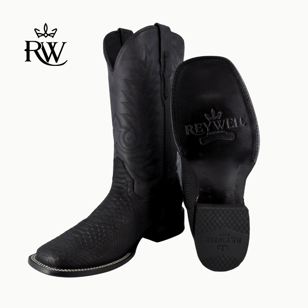 Bota de Rodeo Pithon Negro Mate/Imitación