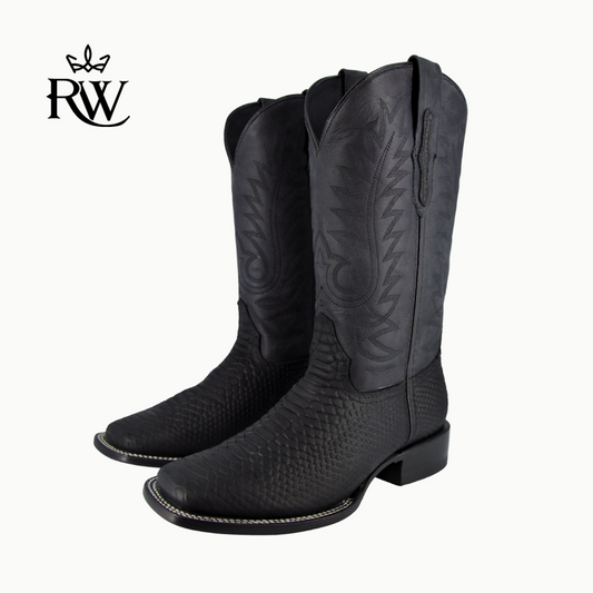Bota de Rodeo Pithon Negro Mate/Imitación