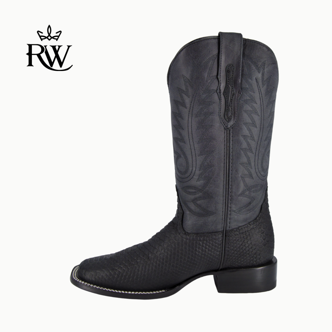 Bota de Rodeo Pithon Negro Mate/Imitación