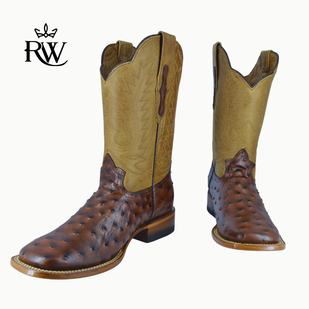 Bota de Rodeo Avestruz Africana Café/Imitación