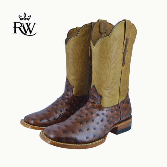 Bota de Rodeo Avestruz Africana Café/Imitación