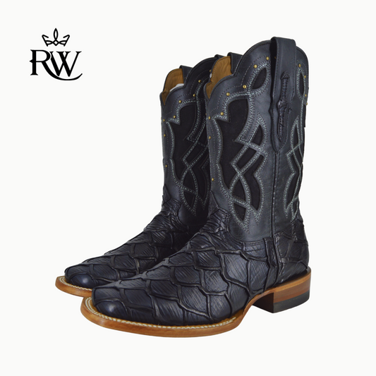 Bota de Rodeo Pescado Mar y Tierra Negro/Imitación